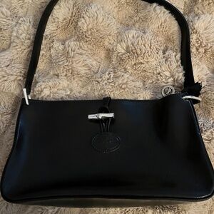 black leather Longchamp purse